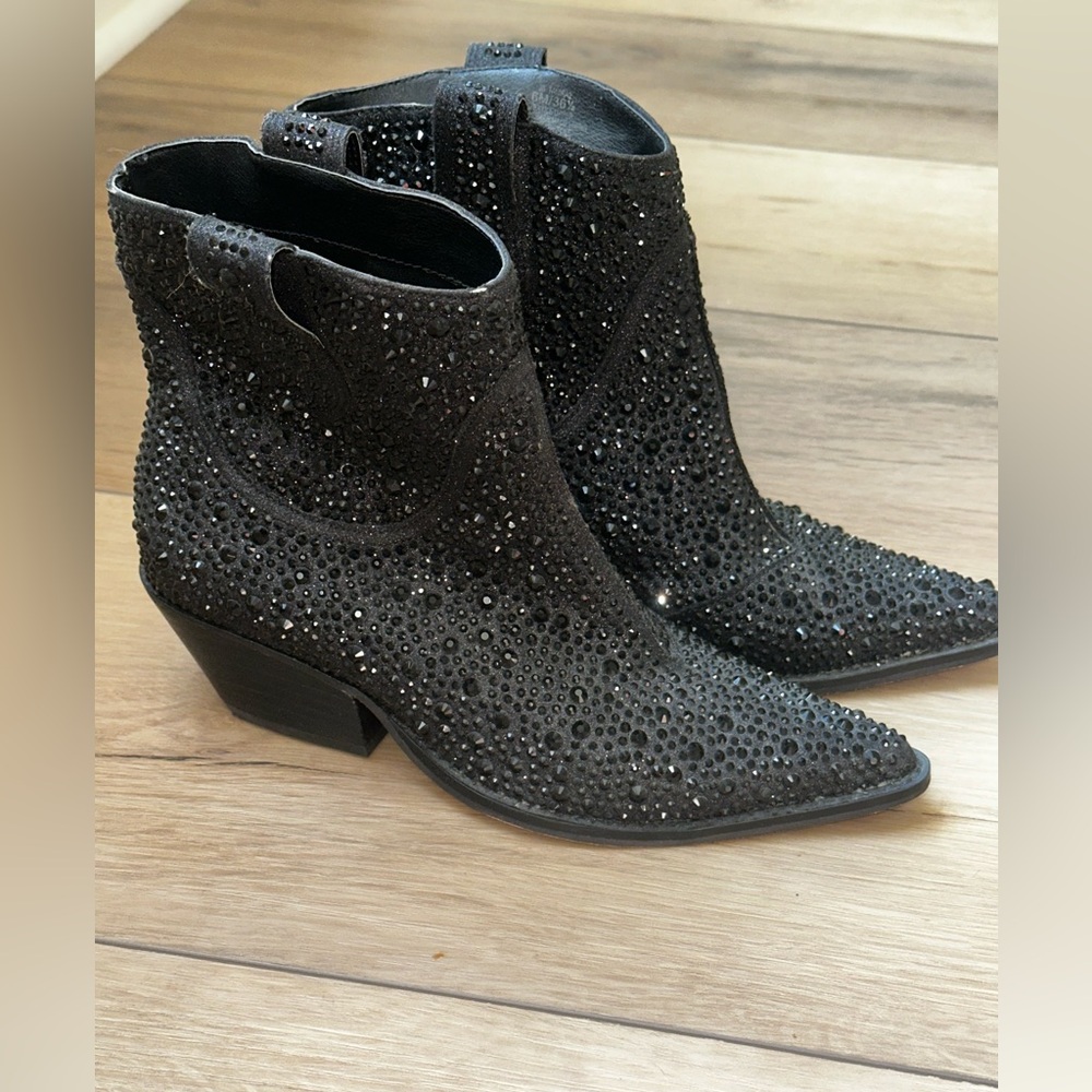 Jessica Simpson black rhinestone booties size 6 - Picture 4 of 12
